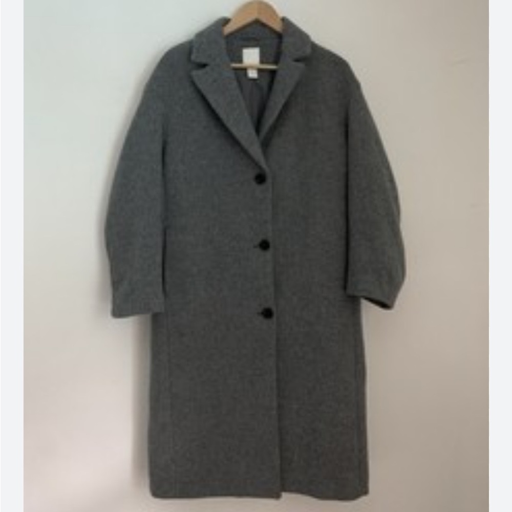 H&M Coat Dark Gray Women's Wool Blend Trench Reefer Top Coat S
